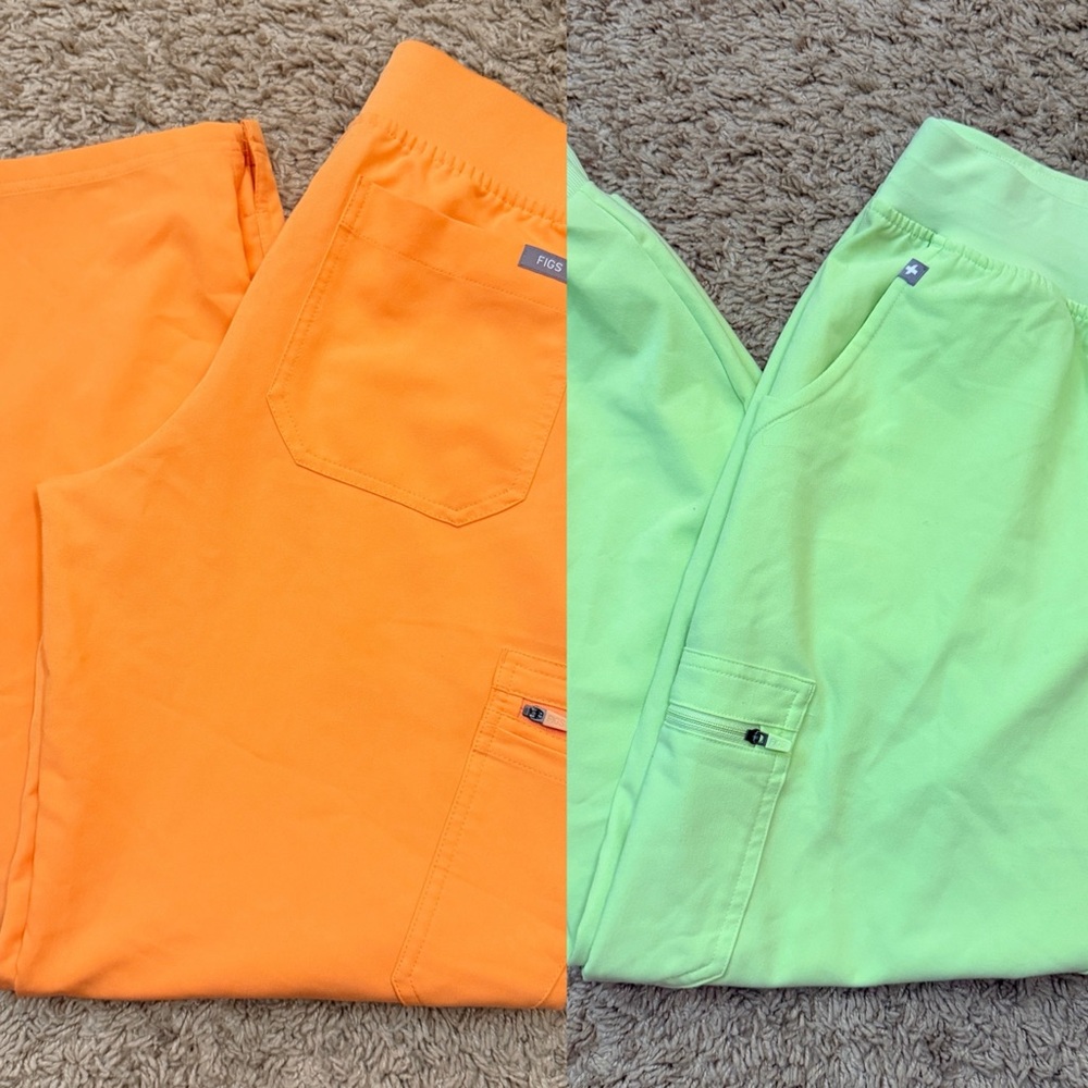 Figs bundle Women's Orange and Green scrubs pants only